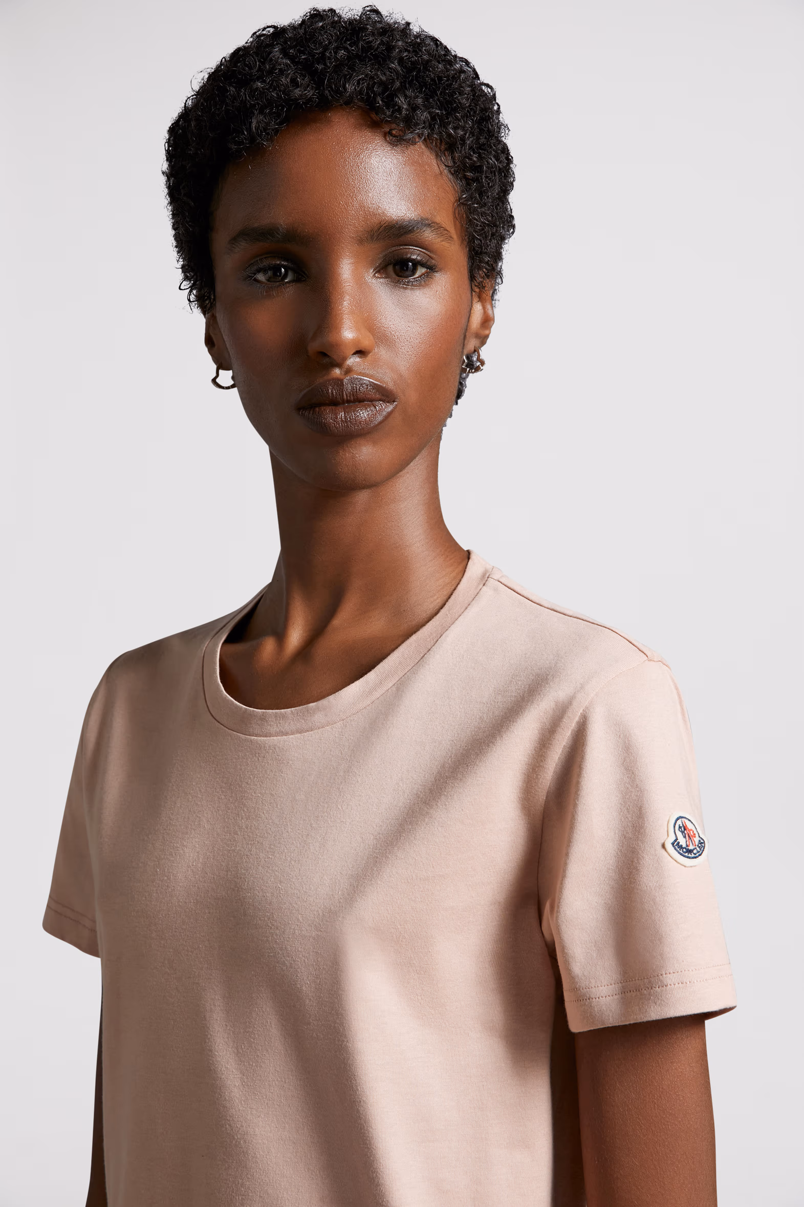 Cotton Jersey T-Shirt Women Light Pink Moncler 4